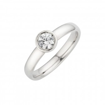 Bezel Set Solitaire Engagement Ring BK-004